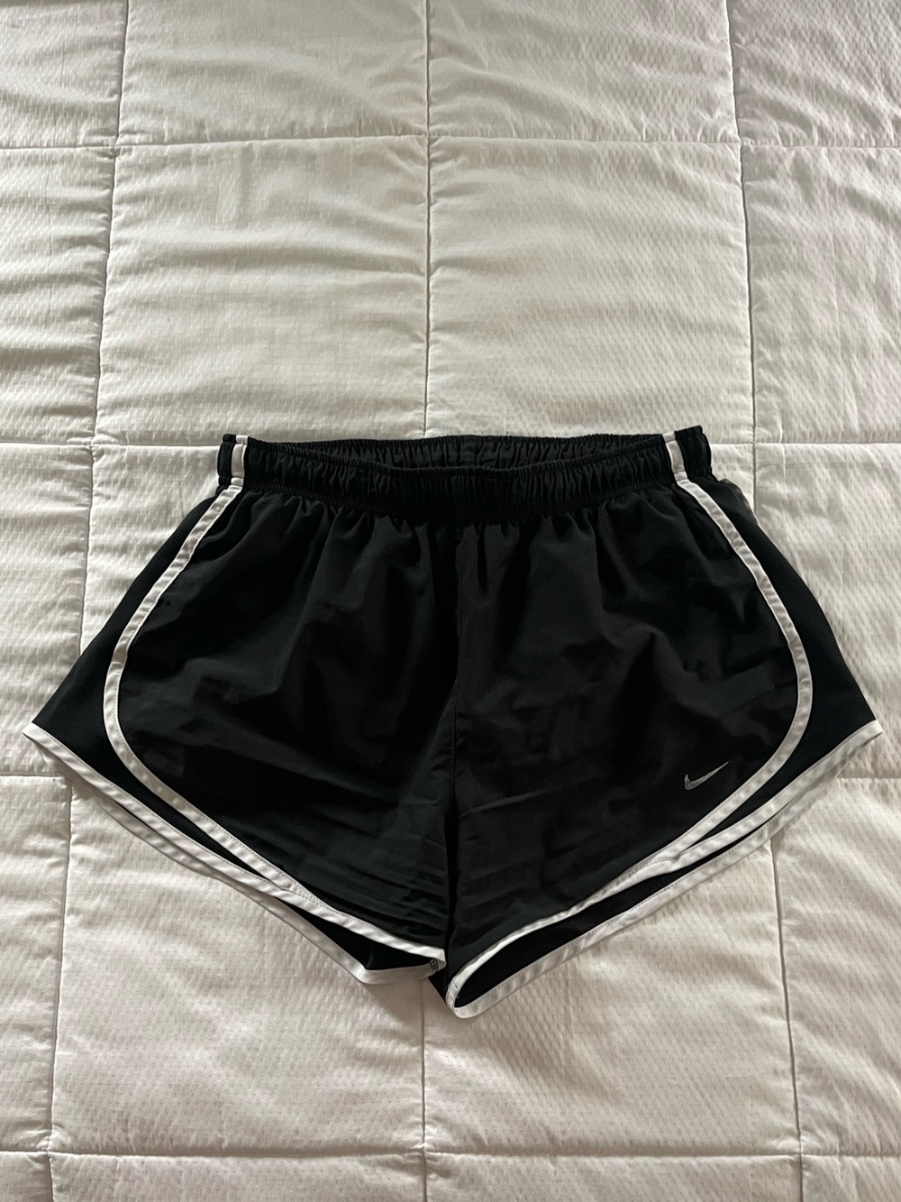 Nike Black Athletic Shorts with White Piping